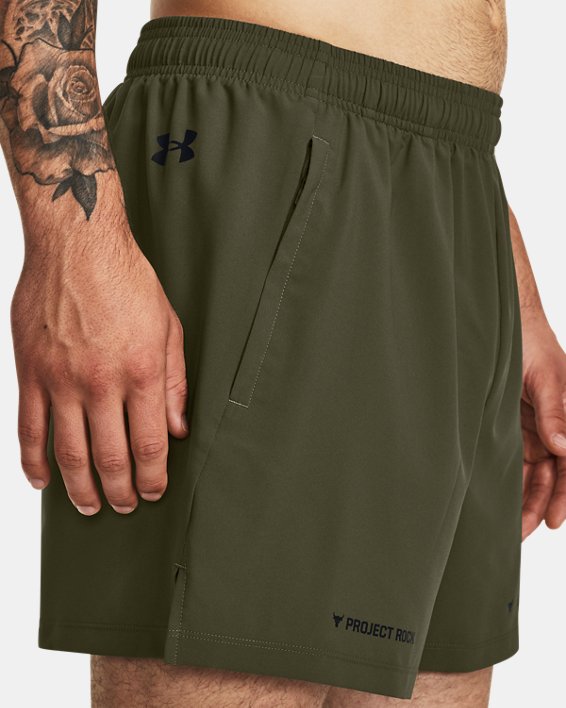 Men's Project Rock 5" Woven Shorts in Green image number 3
